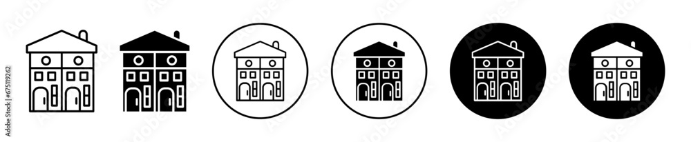 Duplex house vector illustration set. Multifamily real estate home icon for UI designs. Suitable for apps and websites.