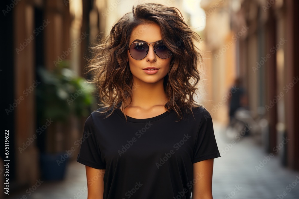 Fashionable young woman on the street of Rome Fashionable young woman on the street of Rome