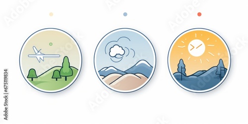 Weather Icons Displaying a Heat Wave and Clock, Keeping You Informed About Time and Temperature in the Summer Climate