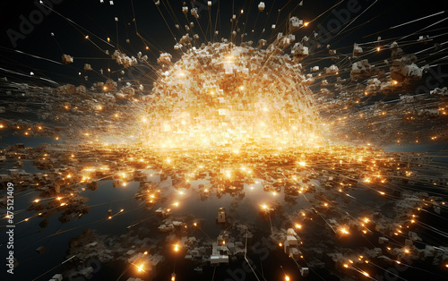 futuristic sci-fi data network explosion 