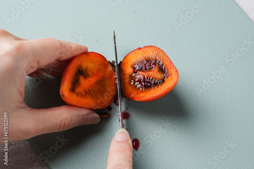 tamarillo fruit (Indonesia : terong belanda). Dutch eggplan photo