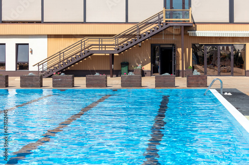 Blue water in the pool as a background