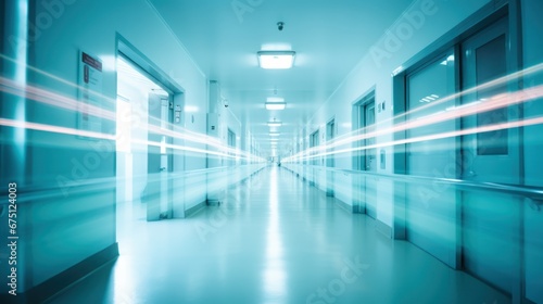 Abstract blur hospital corridor, hospital hall, modern hospital © CStock
