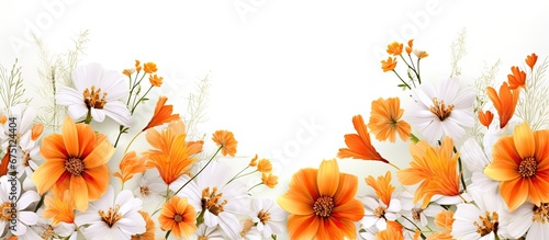 In spring a beautiful white floral pattern with vibrant orange flowers is a gift from nature creating a stunning background that captures the beauty of the summer season