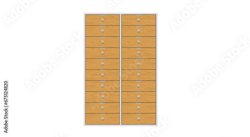 wooden locker on the white background