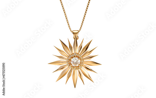 Filigree Pendant on Gold Chain on Transparent Background