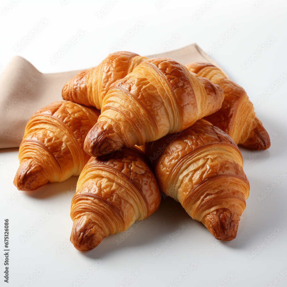 Croissants placed on a white background