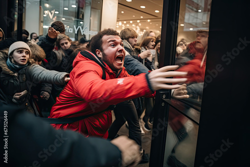 Shoppers rushing and fighting over discounted products on black friday