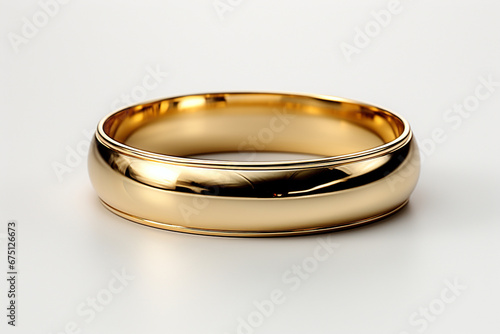 Jewelry gold ring on a white background close-up. Generated by artificial intelligence