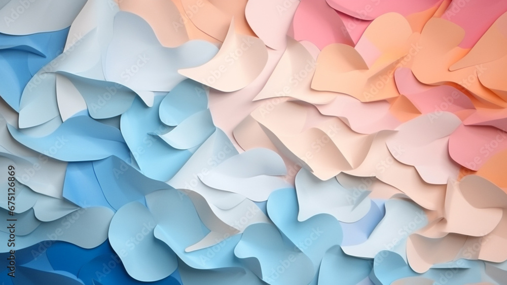 Sky Blue and Peach Paper Cutouts Abstract Pattern Background