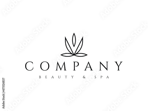 abstract spa lotus flower beauty wellness logo design