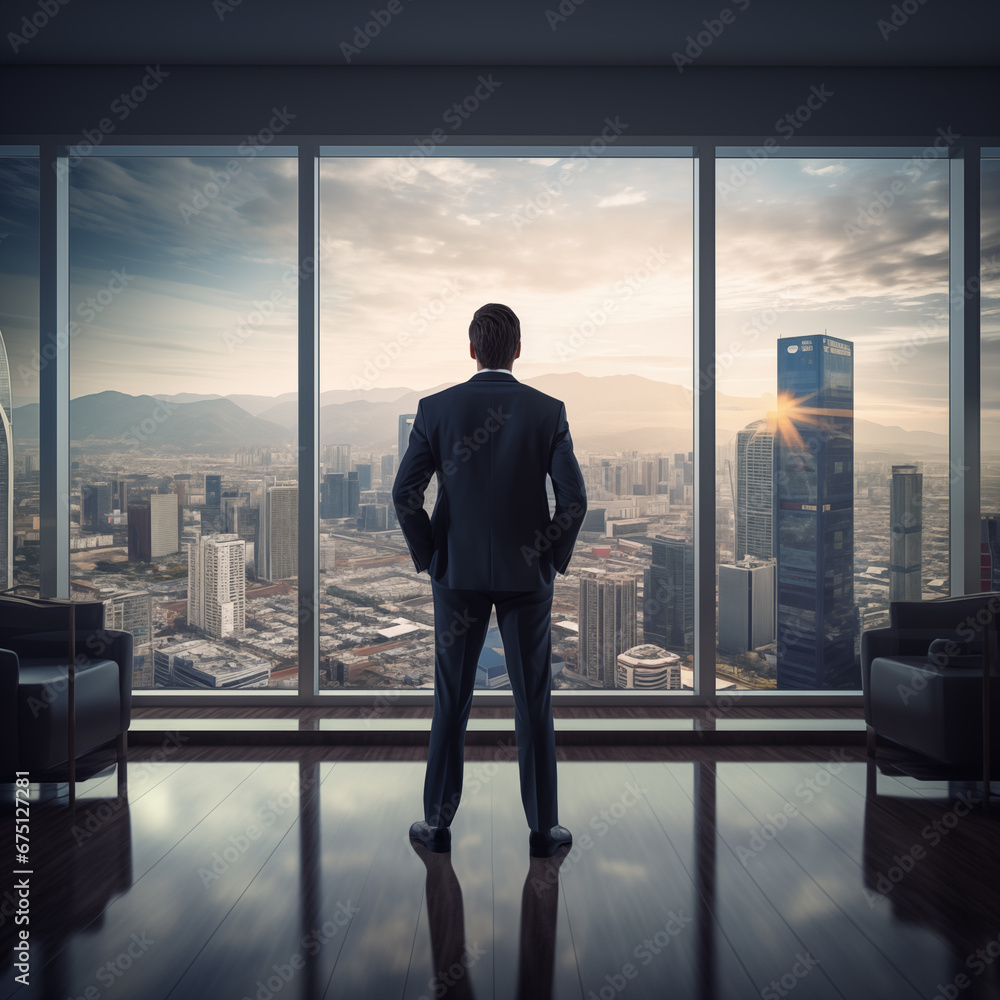 Businessman standing in office room, business cooperation concepts Businessman standing in office room, business cooperation concepts