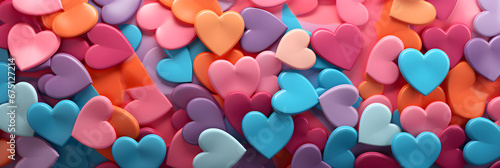 colourful abstract 3d love hearts background photo