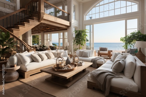 Coastal style home interior design of modern living room © roy9