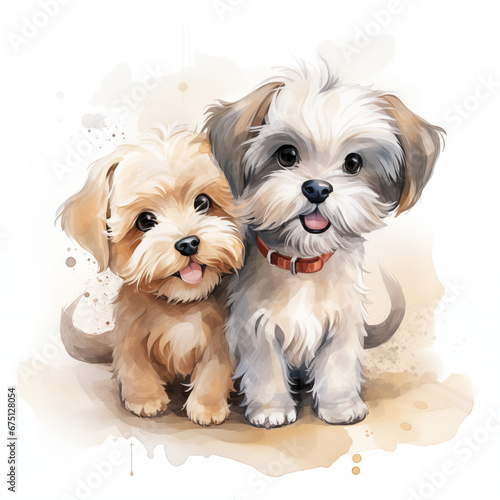 Two Yorkshire terrier puppies © Obscurie