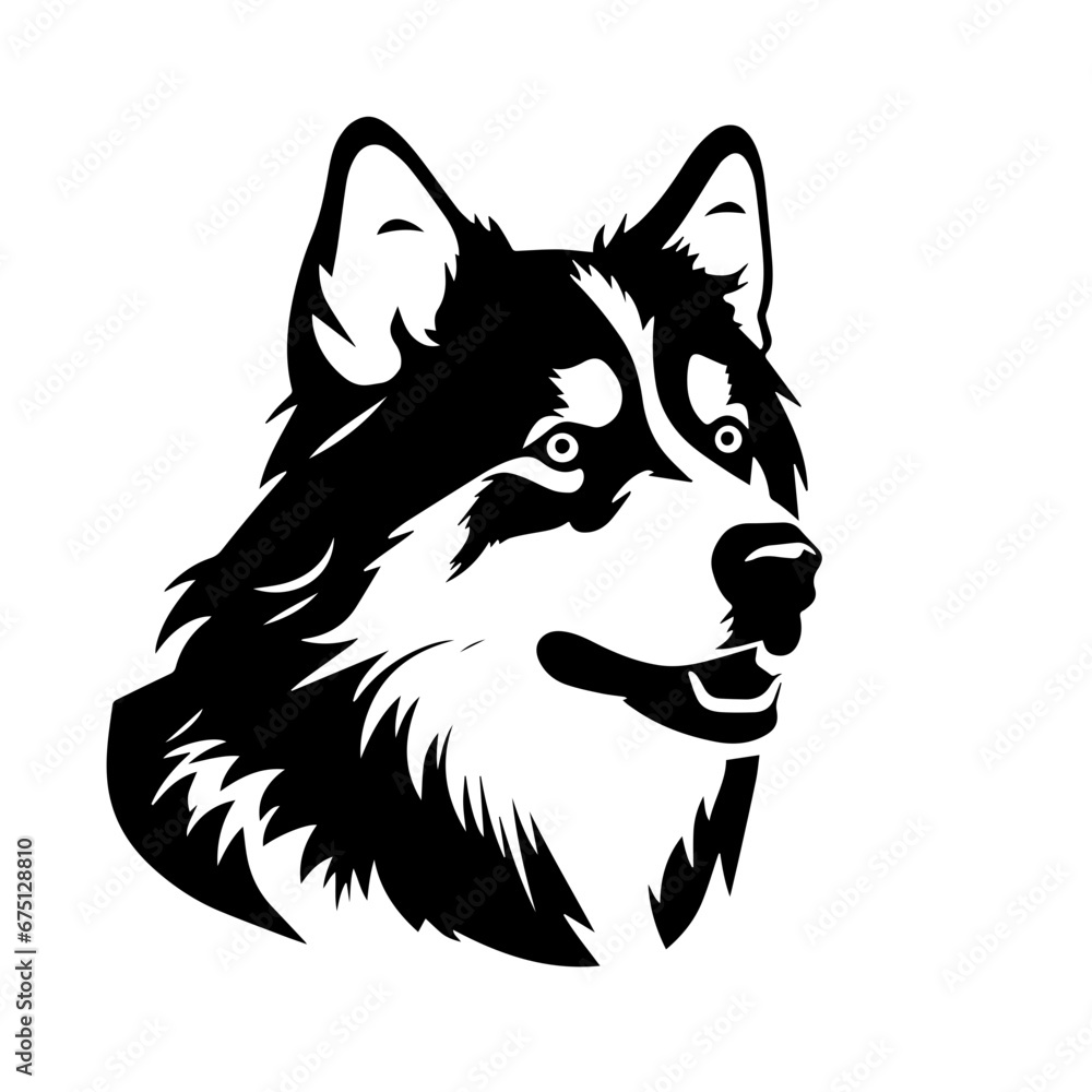 Alaskan Malamute Logo Monochrome Design Style