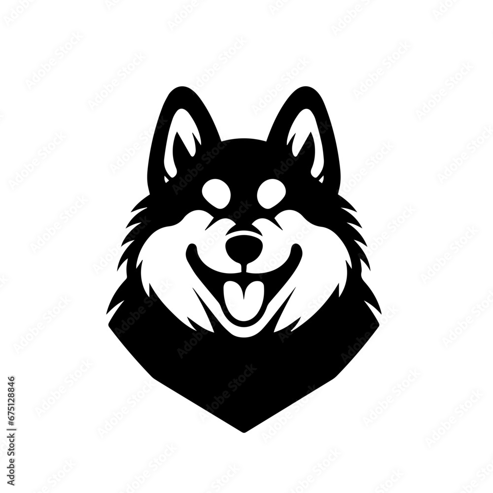 Alaskan Malamute Logo Monochrome Design Style