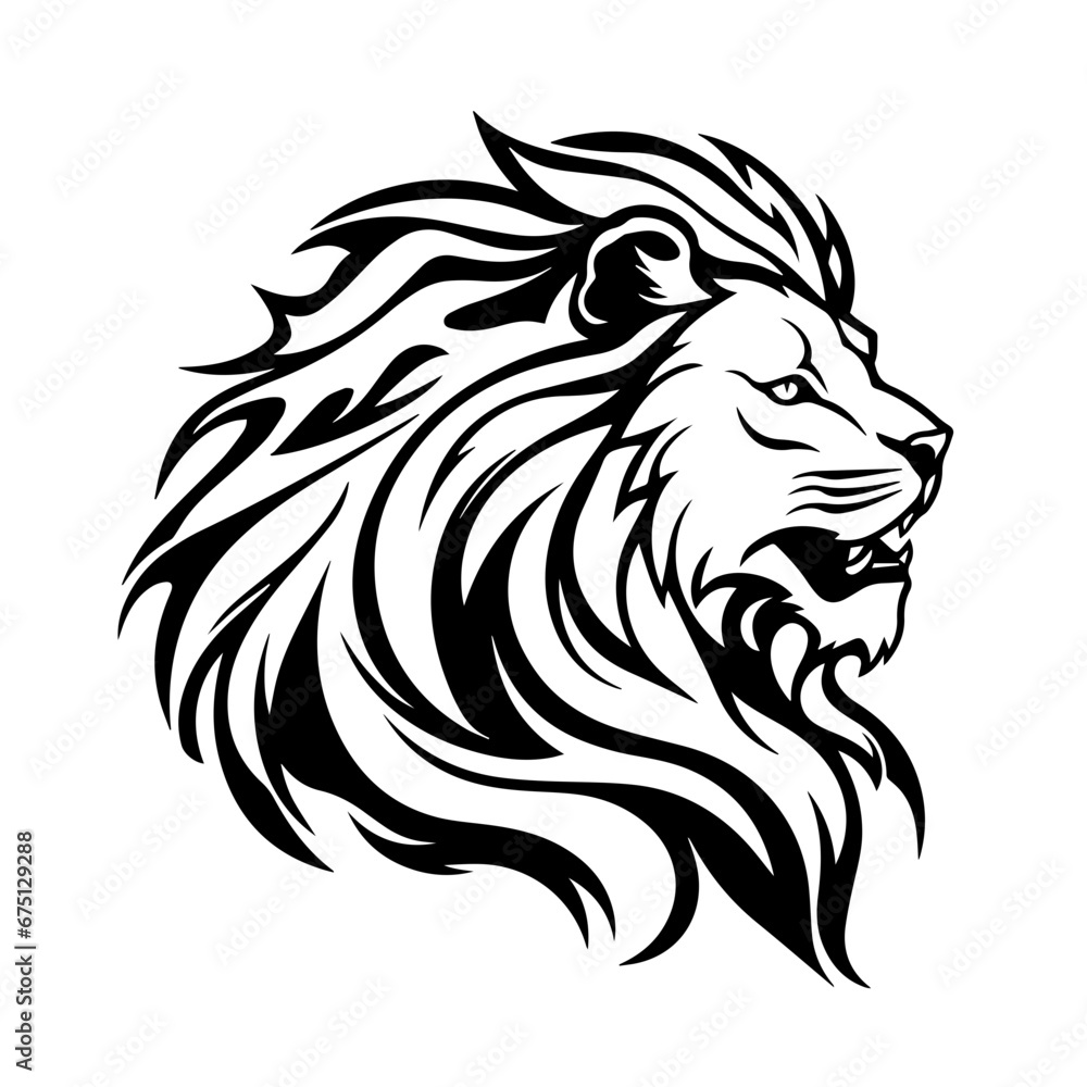 Barbary lion Logo Monochrome Design Style
