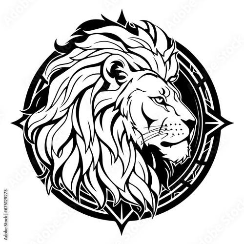 Barbary lion Logo Monochrome Design Style photo