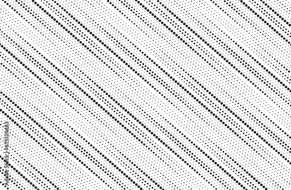 Obraz premium Diagonal, oblique, slanting dots lines, stripes geometric vector pattern. Abstract halftone texture and background. Vector illustration. 