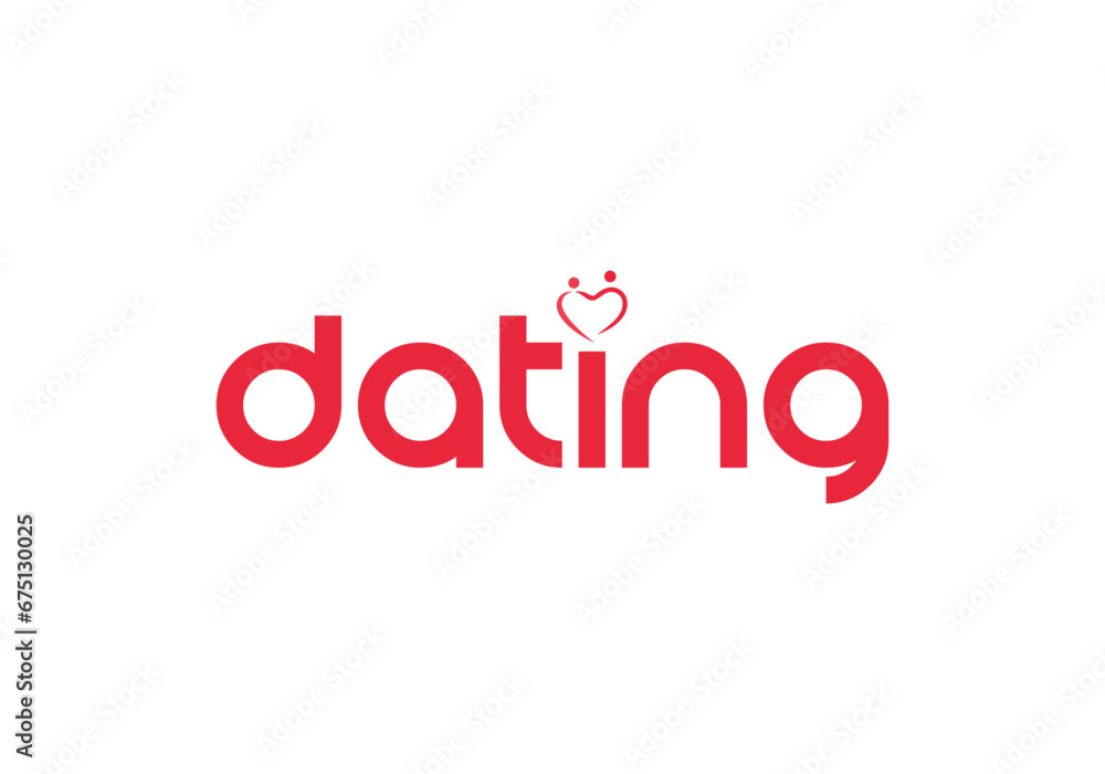 Dating word vector lettering. Valentines day typography design.