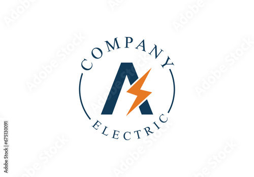 A Letter Lightning Logo Template vector icon Oil, gas and energy logo concept