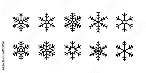 snowflakes shape collection with editable stroke photo