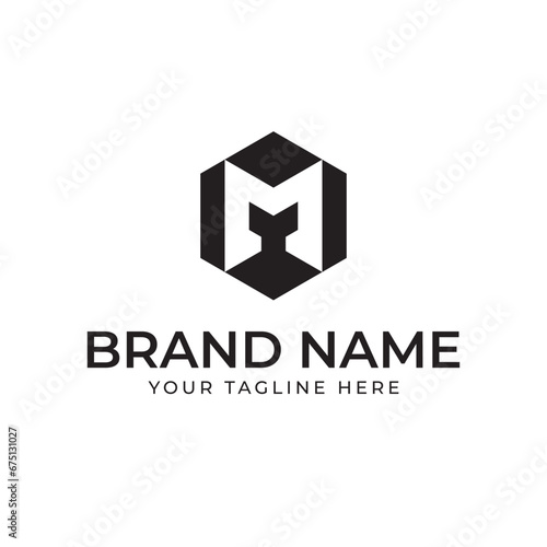 letter m hexagon logo design
