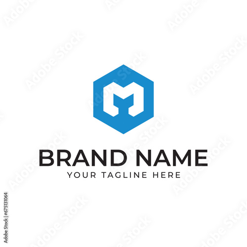letter m hexagon logo design