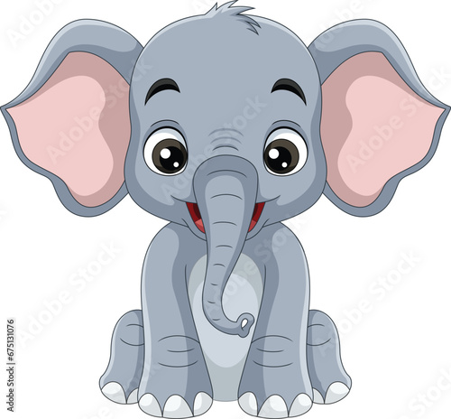 Cartoon elephant on white background