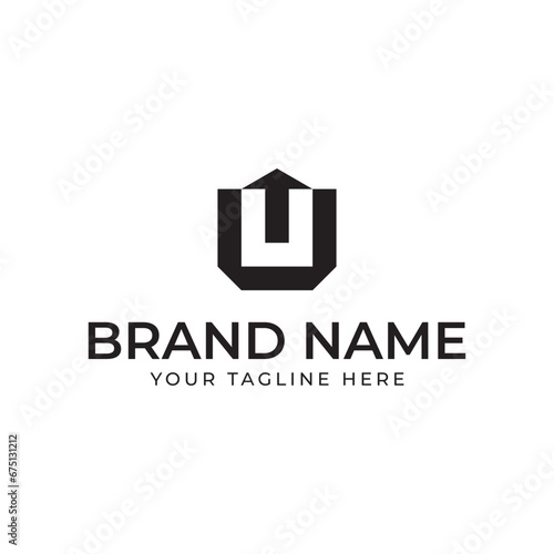 letter U arrow up logo design