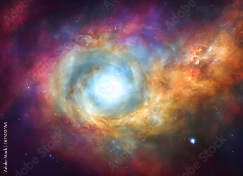 AI generated illustration of a colorful galaxy in the universe