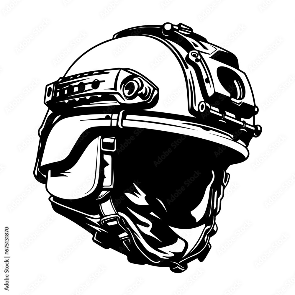 Naklejka premium Military Tactical Helmet Logo Monochrome Design Style