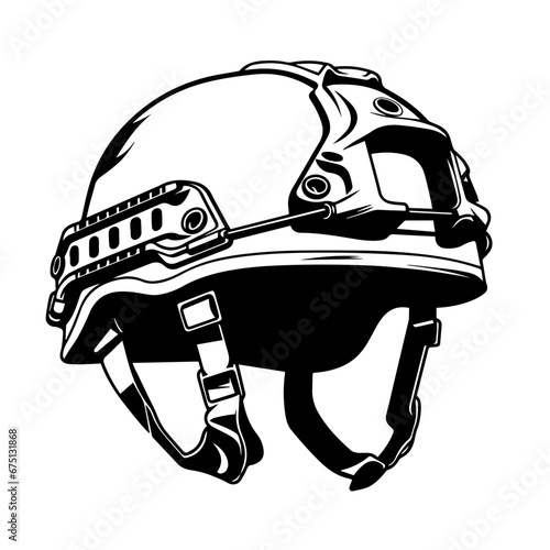 Military Tactical Helmet Logo Monochrome Design Style photo