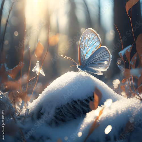 AI generated illustration of a beautiful winter butterfly © Wirestock