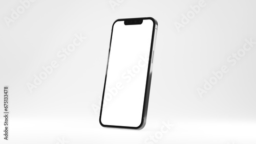Flying smartphones on a white background