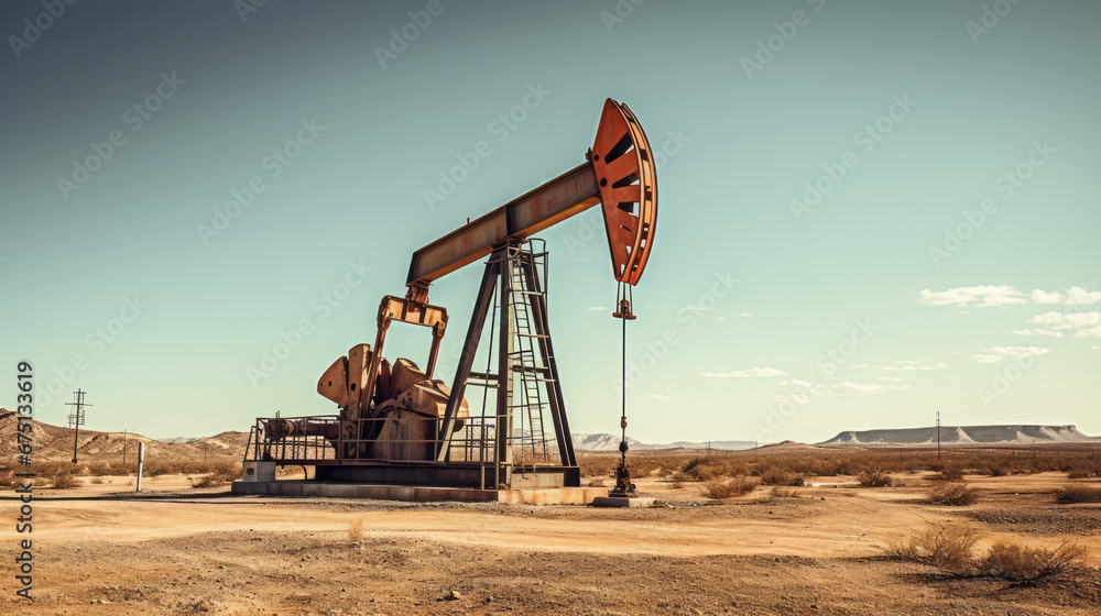 Working Pumpjacks On Sunrise. Silhouette of oil pump jack on rig. Oil drilling production. Financial and commodity markets. Ai generative. Working Pumpjacks On Sunrise. Silhouette of oil pump jack on rig. Oil drilling production. Financial and commodity markets. Ai generative.