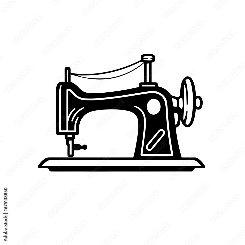 Sewing Machine Logo Monochrome Design Style