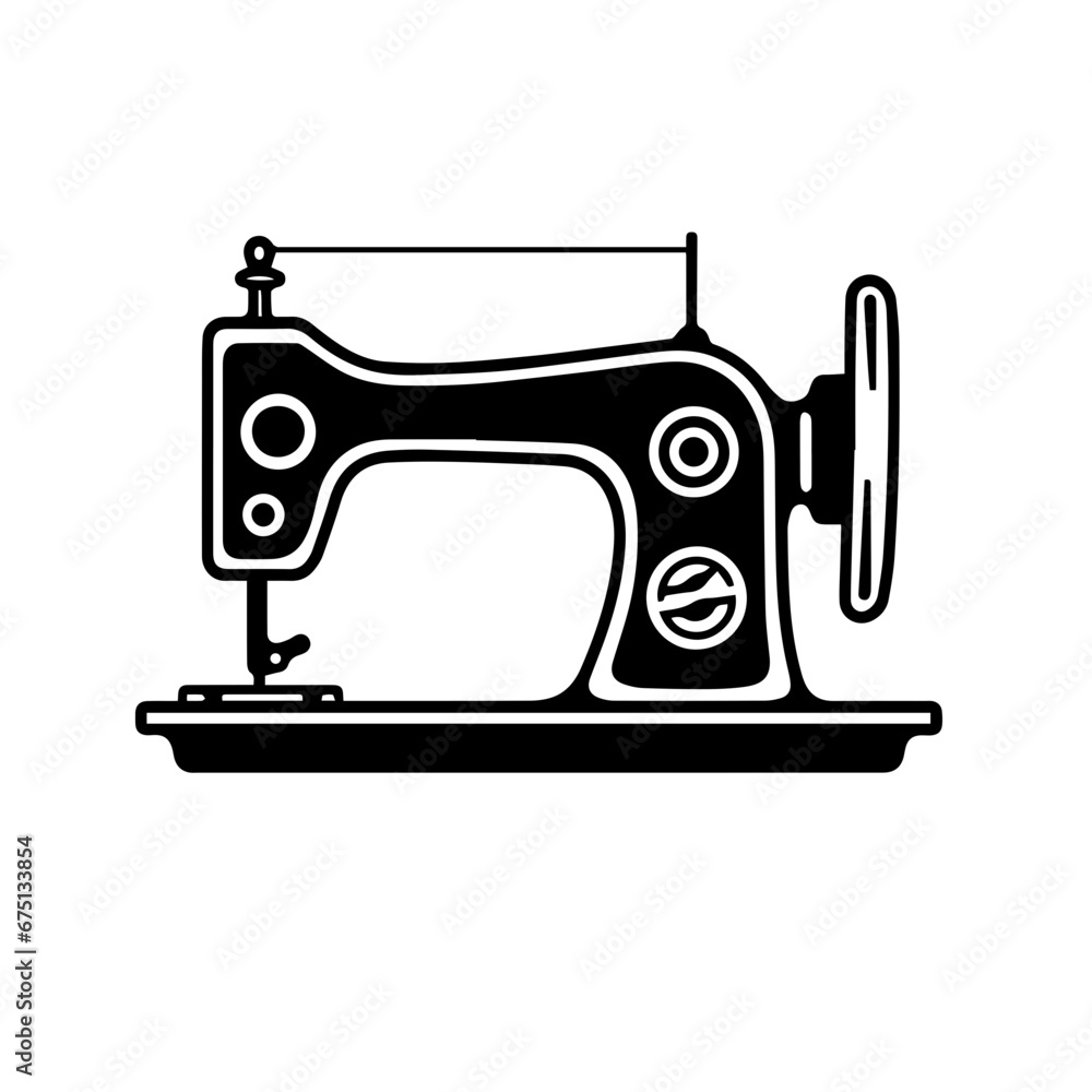 Sewing Machine Logo Monochrome Design Style