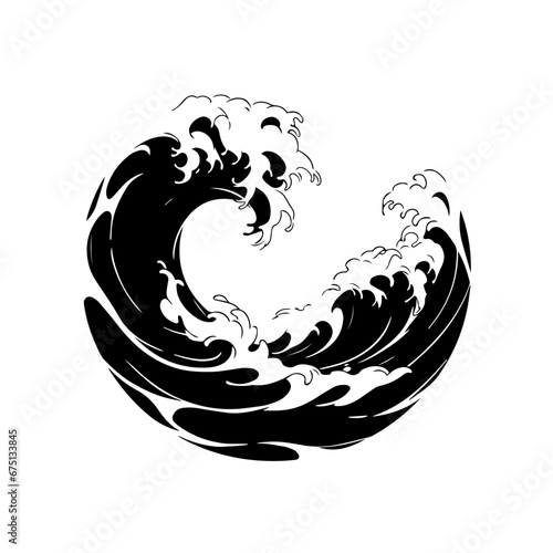 sea waves Logo Monochrome Design Style