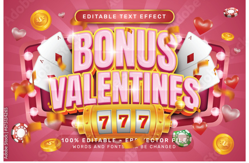 bonus valentines day 3d text effect and editable text effect