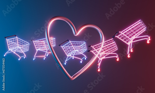 Neon Shopping Carts and Heart