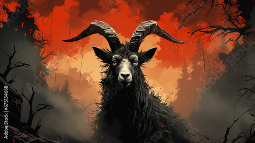 dark art ink monster goat background