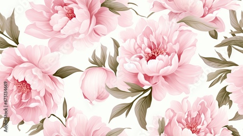  a bunch of pink flowers with green leaves on a white background with a pink flower on the right side of the frame. generative ai