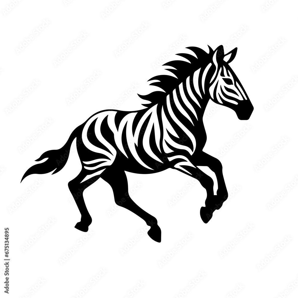 zebra running Logo Monochrome Design Style