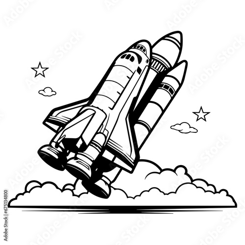 Space shuttle launch exploration Logo Monochrome Design Style