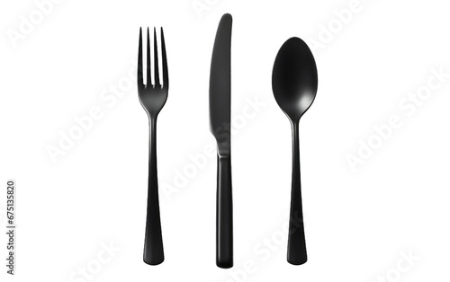 Plastic Cutlery Set on Isolated Background