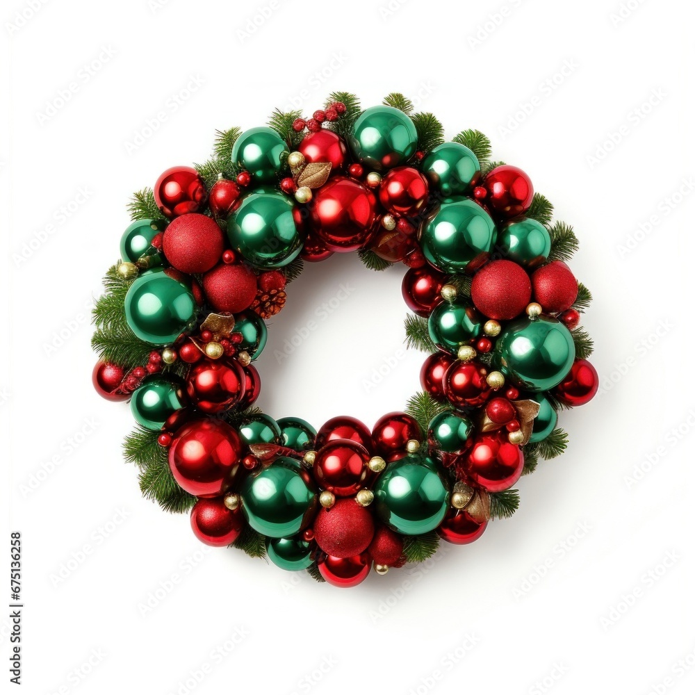 Modern Christmas wreath on white background Modern Christmas wreath on white background