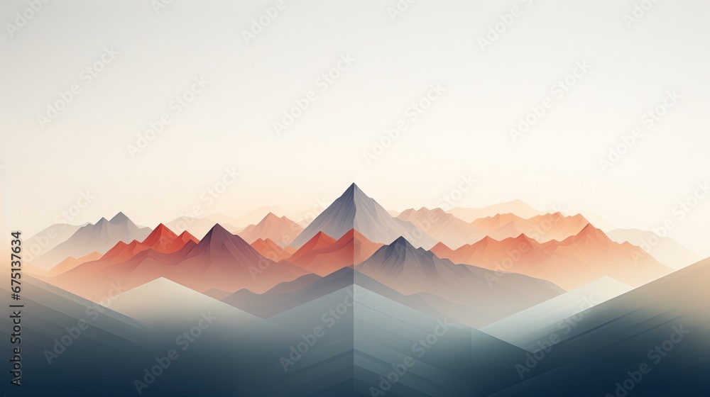  a painting of a mountain range with orange and blue hues on the top and bottom of the mountain range.  generative ai