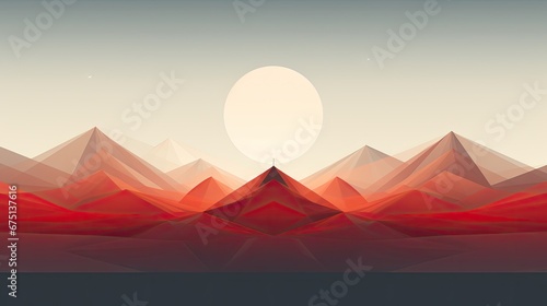  a red mountain landscape with a moon in the sky and a red mountain landscape with a red moon in the sky.  generative ai